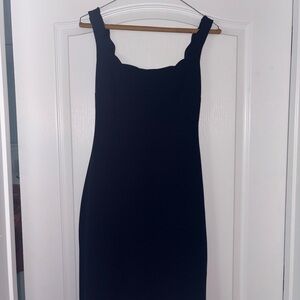 Elegant Blue Scalloped Dress